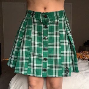 NWT Hot Topic Green Plaid Slytherin Skirt